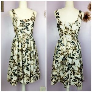 J. Crew Linen zip-front dress in gold foil leaf